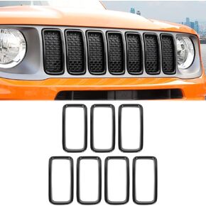 JeCar Grille Inserts ABS Grill Cover Trim Kit Exterior Accessories for 2019 2020 Jeep Renegade BU, Red