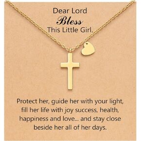 PINKDODO Cross Necklace for Girls on Baptism First Communion Confirmation Gifts for Girls Women