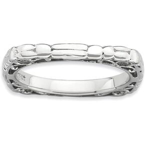 2.25mm Stackable Sterling Silver Square Cobblestone Band