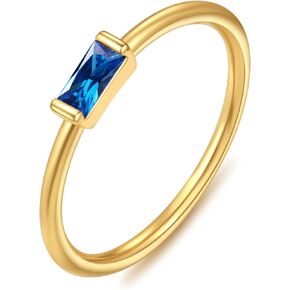 KOHOTA Dainty Gold Birthstone Rings for Women 14k Gold Plated Non Tarnish Thumb Stackable Ring for Teen Girls Mothers Birthday Gifts Engagement Wedding Promise Rings Gemstone Jewelry Band Size 6-10
