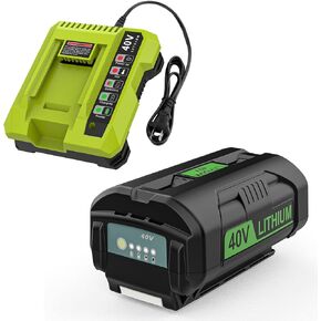 40 Volt 6500mAh Lithium-ion Battery for Ryobi 40V Battery Cordless Tools OP4040 OP4026 OP4030 OP4050 OP4060A 40V Ryobi Battery with Ryobi 40v Charger OP401