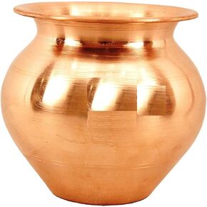 Atharv Lota for puja Made of Pure Copper, Copper Vessel Lota Kalash for Pooja at Home, Wedding Purpose, use in Offiece,Temple and All Festival. 500 ML Set of 1,L 4 x W 4 x H 4 inches(ASZ0027)