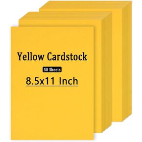 QTLCOHD 50 Pcs Yellow Cardstock 8.5 x 11 Inches， 250 gsm/ 92 lb Heavy Yellow Card Stock Construction Printer Paper Bulk for DIY Crafts Cards Cover Making