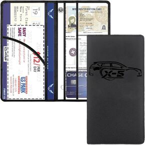 Customized for Maz CX-5 2024-2017 Registration and Insurance Holder Premium PU Leather,Glove Box Organizer with Magnetic Card,Waterproof and Wear-Resistant for CX-5 Accessories 2024-2017