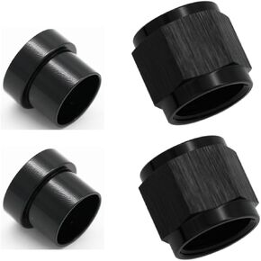 6AN Female Tube Nut and Sleeve For 5/16 (8mm) OD alloy Tube Hose Line Fitting Aluminum Hardline Adapter, Black, Pack of 2