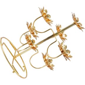 EXCEART 1pc Ghee Lamp Holder Candle Holders for Pillar Candles Lotus Lamp Golden Fireplace Candelabra Oil Candle Burner Statue Decor Temple Candleholder Stainless Steel Seven Stars Vintage