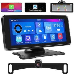 كاميرا احتياطية مع شاشة لمس 6.86 بوصة، شاشة محمولة لوسائط السيارة، تشغيل سلكي للسيارة وAndroid Auto، مقاومة للماء، لوحة ترخيص احتياطية للرؤية الخلفية، طقم كاميرا عكسية، للسيارات والشاحنات وسيارات الدفع الرباعي in Kuwait