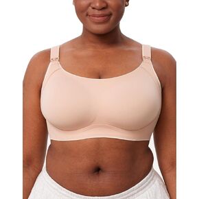 Momcozy Busty Nursing Bras, Full Coverage Maternity Bra U Neck Side Support Plus Size Pregnancy Bra Wireless