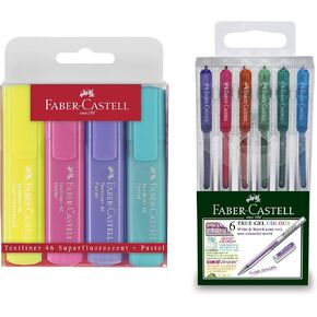 Faber-Castell Back to School Planner Pack - 6 Colored Gel Pens and 4 Pastel Highlighters