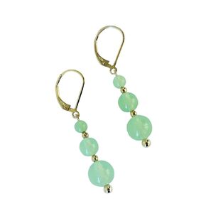 Green Jade Dangle Earrings for Women on 14K Gold Filled Leverbacks Handmade in USA