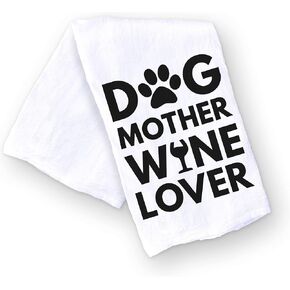 Handmade Funny Kitchen Towel - 100% Cotton Funny Cat Dish Towel - 28x28 Inch Perfect for Housewarming Cat Dog Lovers - Christmas - Pet Lovers Gift (Cat Mother Wine Lover)