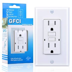 15 Amp GFCI Outlet, Tamper-Resistant, Weather Resistant Receptacle Indoor or Outdoor Use, LED Indicator with Decor Wall Plates and Screws，UL Listed, White (1 Pack)