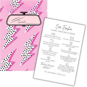 Car Freshie Insert Cards | 50 pk 4x6" Lightning Bolt Polka Dot Irregular fits in 5x7" for Holographic Bags Freshie Scent Label Care Instruction Cardstock