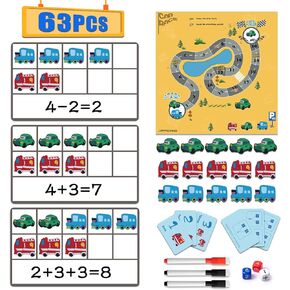 Magnetic Math Manipulatives, 63 PCS Ten Frame Math Games for Kids, Kindergarten Educational Toys, Math Counters Learning Toys for Homeschool Special Education