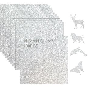 100 PCS Silver Glitter Paper Cardstock,11.81x11.81 inch Single Sided Silver Cardstock Paper for DIY Projects, Scrapbook, Arts and Craft, Christmas Gift Birthday and Wedding Party Decorations