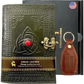 Urban Leather 3 Celtic Moon Lapis Blue Stone Journal for Men Women to Write in Grimoire Wiccan Pagan Witchcraft Book of Shadows Drawing Sketchbook Scrapbook Writing Notebook Thick Unlined Pages