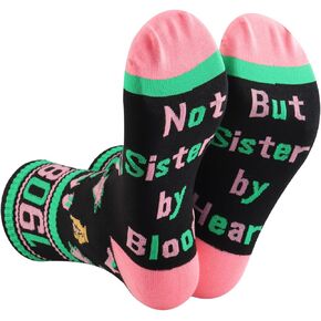 LEVLO 1 Pair Pink and Green Sorority Socks Not Sisters by Blood But Sisters by Heart Pretty Girl Gift