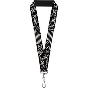 Buckle-Down Lanyard Americana Flag We the People Black White