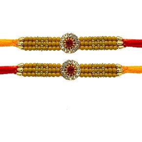 Set of Two Rakhi, Stone With Rudraksha Design Rakhi thread, Raksha bandhan Gift for your Brother Vary Color and Multi Design