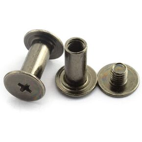 LQ Industrial 50pcs Chicago Screw Cross Head Phillips Drive Binding Screws Rivet Book Binding DIY Leather Craft Assembly Bolt 5x12mm Black