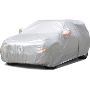 Car Cover with Zipper, 2 Layer Full Car Covers Waterproof/UV Protection/Snowproof/Dustproof, Universal Car Cover (Fit SUV Jeep-Length 191" to 200")