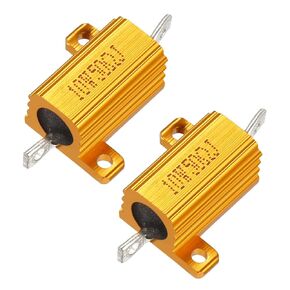 uxcell 2 Pcs Aluminum Case Resistor 10W 50 Ohm Wirewound for LED Converter with Rod Post 10W50RJ