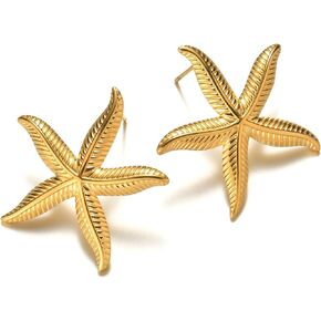 Starfish Earrings for Women,18k Gold Plated Sea Star Stud Earrings Beach Chic Women Gift Ocean Jewelry