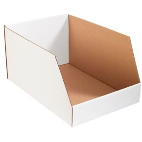 BOX USA BBINJ82412 Jumbo Open Top Bin Boxes, 8" x 24" x 12", Oyster White (Pack of 25)
