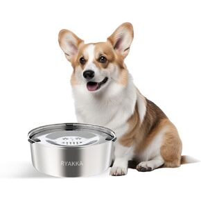 1L/0.26Gallon No Spill and Slow Water Bowl for Small Dogs - Slow Drinking Spill Proof Stainless Steel Dog Water Bowl