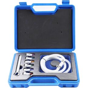 Brake Bleeder Wrench Set 7-12mm Brake Bleeding Wrench with 1pc 12-Point Wrench for Brake Bleeding & Hydraulic Clutch Systems, 1.2m Drain Hose with One-Way Check Valve