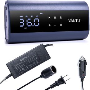 YANTU AC/DC Tire Inflator for Home 110V & Car 12V, Electric Tire Pump for Tires,Dual Cylinder Faster Inflation,tire Pressure Gauge with 8.3Inch Digital Screen for Bicycle/Pickup/SUV（Black