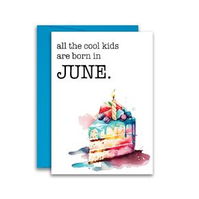 Birthday Month Birthday Cake Greeting Card 5x7 inches w/Envelope (June)