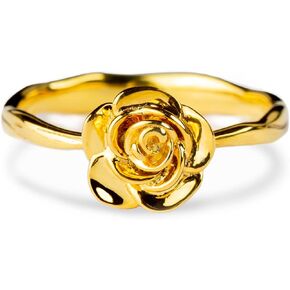 STORYJEWELLERY Story Jewellery Gold Plated Sterling Silver Rose Flower Promise Rings for Women, Dainty Rose Jewelry Gifts for Her, Birthday Christmas Valentines Gifts for Women in Kuwait