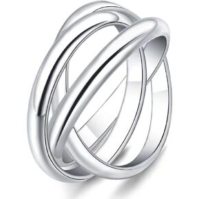925 Sterling Silver Triple Band Interlocked Rolling Ring High Polish Rings for Women Braided Interlocking Infinity Wedding Band Promise Anniversary Ring Size 6-10