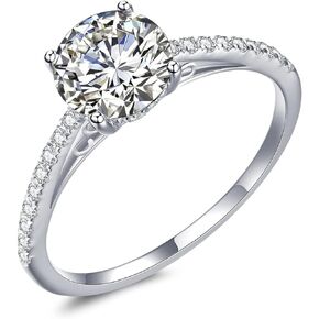 Atylyk 1.2 Carat Moissanite Engagement Ring Wedding Promise Gold Plated Sterling Silver Round Solitaire Rings for Women Girls