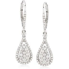 Ross-Simons 0.70 ct. t.w. Diamond Drop Earrings in 14kt White Gold