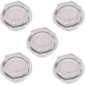 25mm/1" Male Threaded Dia Air Compressor Fittings Clear Plastic Oil Level Liquid Sight Glass Window 5Pcs