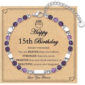 6-21 Years Old Girls Birthday Gifts, Tiny Beaded Bracelets Gifts for Daughter Granddaughter Niece Friends with Happy 6th-21st Birthday Card