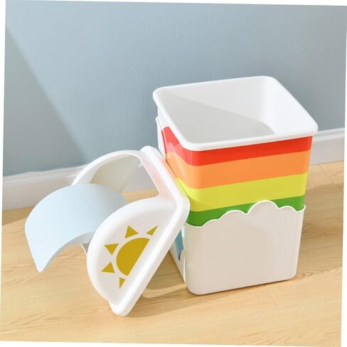 1pc Rainbow Trash Can Bin Plastic Waste Can Mini Trash Can with Lid Kids Decor Kids Trash Can Plastic Container Plastic Rubbish Holder Rubbish Container Lovely Home Waste Pin Pin in Saudi Arabia