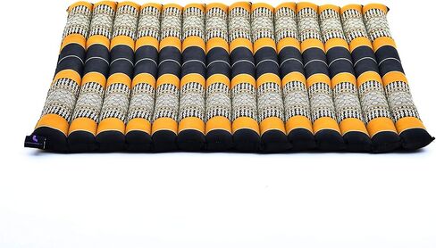 Leewadee Zabuton Seating Cushion – Square Floor Seat for Meditation Exercises, Light Yoga Mat Filled with Kapok, 28 x 28 inches, Black Orange in Saudi Arabia