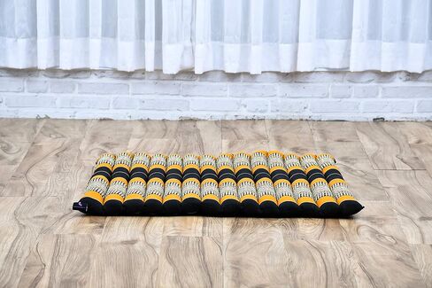 Leewadee Zabuton Seating Cushion – Square Floor Seat for Meditation Exercises, Light Yoga Mat Filled with Kapok, 28 x 28 inches, Black Orange in Saudi Arabia