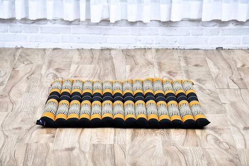 Leewadee Zabuton Seating Cushion – Square Floor Seat for Meditation Exercises, Light Yoga Mat Filled with Kapok, 28 x 28 inches, Black Orange in Saudi Arabia