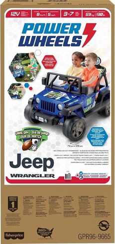 Power Wheels Ride-On Toy Gameday Jeep Wrangler Battery-Powered Vehicle with Sounds, Sports Net & 3 Balls, Preschool Kids Ages 3+ Years​ in Saudi Arabia