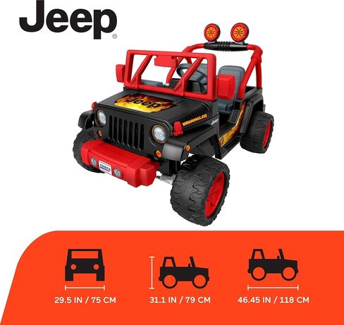 مجموعة من العجلات الكهربائية، لعبة ركوب جيب رانجلر القوية الناطقة مع أصوات وميكروفون، لعبة ما قبل المدرسة، جر متعدد التضاريس، مقعدان، أسود وأحمر + بطارية بديلة 12 فولت 12 أمبير قابلة لإعادة الشحن in Kuwait