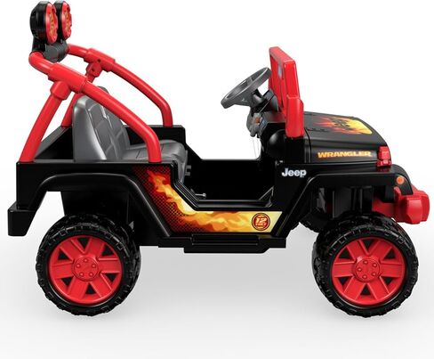 مجموعة من العجلات الكهربائية، لعبة ركوب جيب رانجلر القوية الناطقة مع أصوات وميكروفون، لعبة ما قبل المدرسة، جر متعدد التضاريس، مقعدان، أسود وأحمر + بطارية بديلة 12 فولت 12 أمبير قابلة لإعادة الشحن in Kuwait