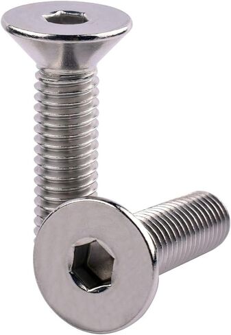 M5 x 10mm غطاء مقبس الرأس المسطح مسامير غاطسة DIN7991 البراغي، 304 الفولاذ المقاوم للصدأ 18-8، محرك ألين سداسي، خيط كامل، الكمية 25 in Kuwait