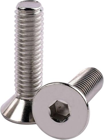M5 x 10mm غطاء مقبس الرأس المسطح مسامير غاطسة DIN7991 البراغي، 304 الفولاذ المقاوم للصدأ 18-8، محرك ألين سداسي، خيط كامل، الكمية 25 in Saudi Arabia