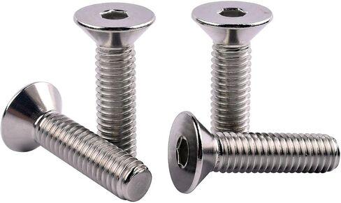 M5 x 10mm غطاء مقبس الرأس المسطح مسامير غاطسة DIN7991 البراغي، 304 الفولاذ المقاوم للصدأ 18-8، محرك ألين سداسي، خيط كامل، الكمية 25 in Saudi Arabia