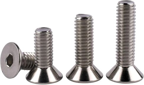 M5 x 10mm غطاء مقبس الرأس المسطح مسامير غاطسة DIN7991 البراغي، 304 الفولاذ المقاوم للصدأ 18-8، محرك ألين سداسي، خيط كامل، الكمية 25 in Saudi Arabia