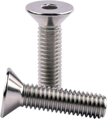 M5 x 10mm غطاء مقبس الرأس المسطح مسامير غاطسة DIN7991 البراغي، 304 الفولاذ المقاوم للصدأ 18-8، محرك ألين سداسي، خيط كامل، الكمية 25 in Saudi Arabia